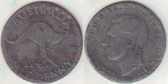 1943 Australia Half Penny made into Shilling A005756 - Click Image to Close